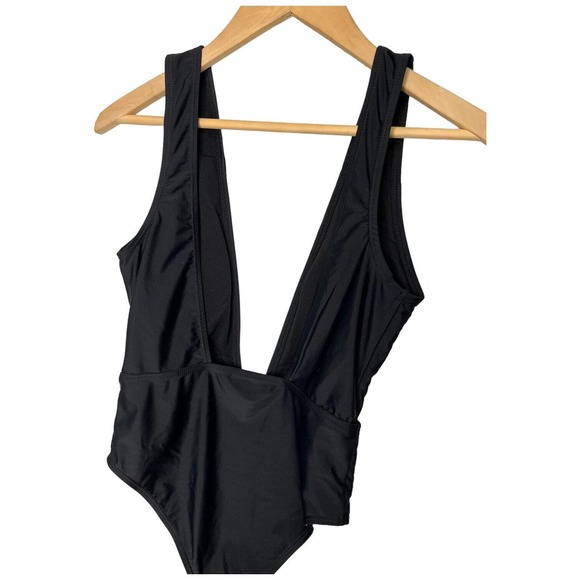 New Zaful Swimsuit Womens S High Cut Plunge Neck One Piece Sexy Black S - Picture 7 of 16